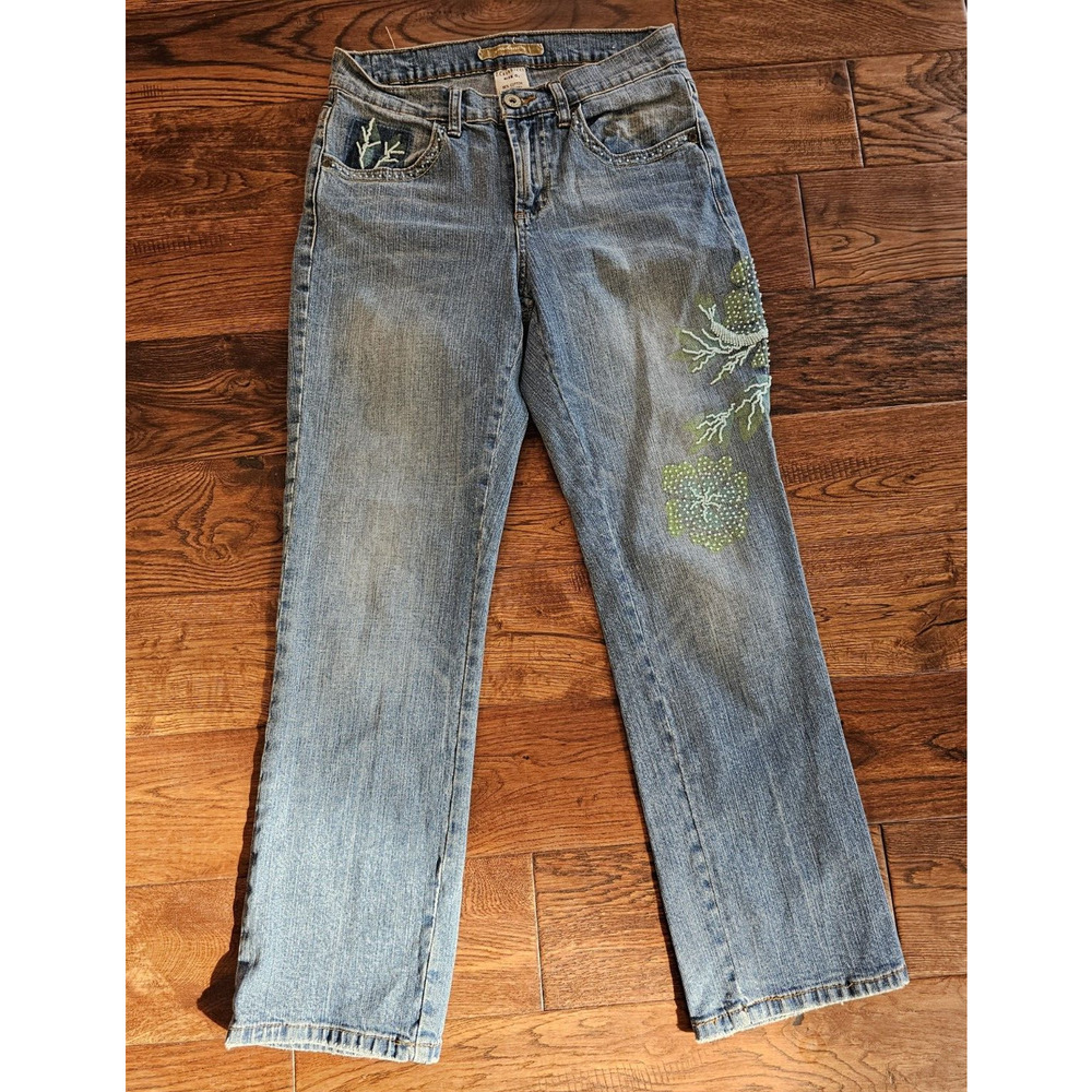 Vintage Z Cavaricci Jeans Cropped Painted Beaded‎ Embellished Womens 6 27